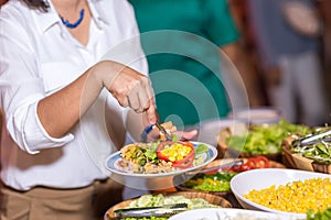 Food Buffet Catering Dining Eating Party Sharing Concept.people group catering buffet food