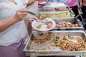 Food Buffet Catering Dining Eating Party Sharing Concept.people group catering buffet food indoor in luxury restaurant
