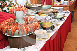 Food in buffet dinner