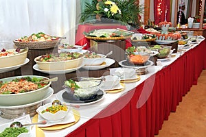 Food in buffet dinner