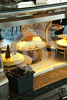 Food buffet with many choices on a cruise ship