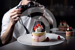 Food cake photography plate. Generate Ai