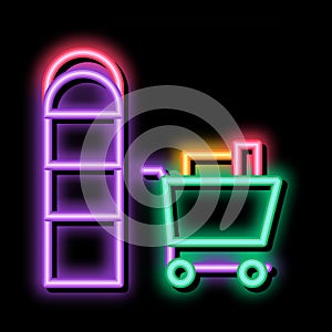 Food Cart near Counters neon glow icon illustration