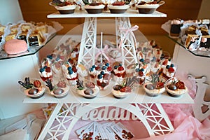 Food Catering Cuisine Culinary Gourmet Buffet Party Concept. variety dessert cakes with tasty buffet