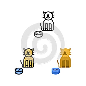 Food for cats at home Icon, Logo, and illustration