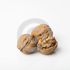 Food: Closeup of Walnut on White Background Shot in Studio