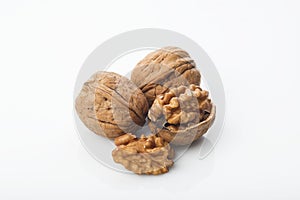 Food: Closeup of Walnut on White Background Shot in Studio