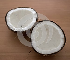 Coconut split in half Tropical fruits