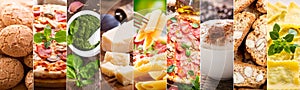 Food collage of italian cuisine