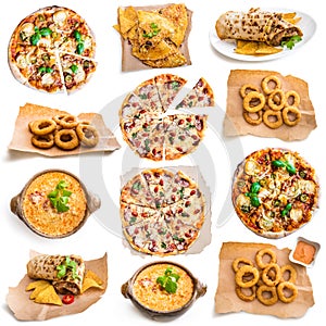 Food collection on white