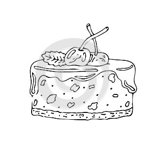 Food coloring page with cake or cupcake, candy