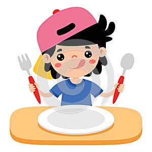 Food Concept With Cartoon Kid