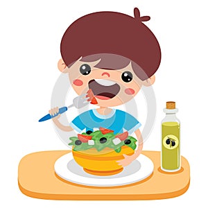 Food Concept With Cartoon Kid