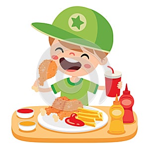 Food Concept With Cartoon Kid