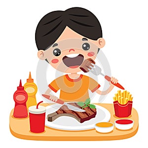 Food Concept With Cartoon Kid