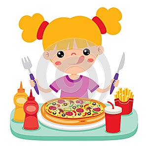 Food Concept With Cartoon Kid