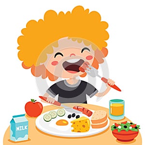 Food Concept With Cartoon Kid