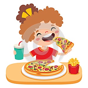 Food Concept With Cartoon Kid