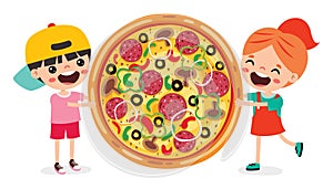 Food Concept With Cartoon Kids