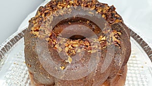 Food Concept POV of delicious Rum Cake, Rum bundt cake.