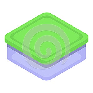 Food container box icon, isometric style