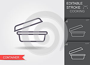 Food container. Line icon with editable stroke with shadow