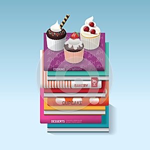 Food cook books idea cupcake concept design. Vector illustration