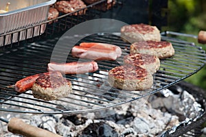 Food cooking on a Barbecue