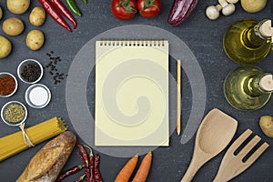 Food and cooking concept Ingredients recipe note paper