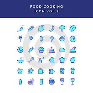 Food cooking icon set filled outline set vol 2