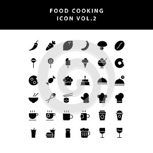 Food cooking icon set glyph style  set vol 2