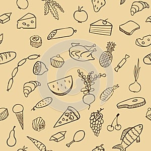 Food and cooking seamless vector pattern