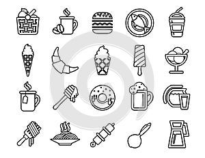 Food and cooking Set vector line icons with open path elements for mobile concepts and web apps. Collection modern infographic