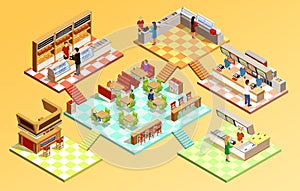 Food Court Isometric Concept