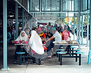 Food court at the Pasar Payang full of people photo