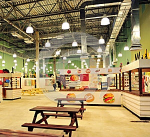 Food-court of Zelenopark shopping centre in Moscow