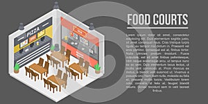 Food courts concept banner, isometric style
