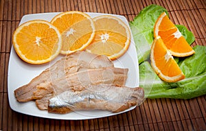 Food cousine composition ingredient for eating fish and orange