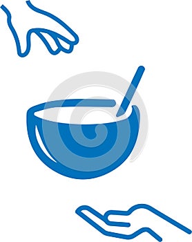 Food crisis icon, food insufficient blue vector icon