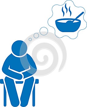 Food crisis icon, food insufficient blue vector icon