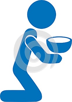 Food crisis icon, food insufficient blue vector icon
