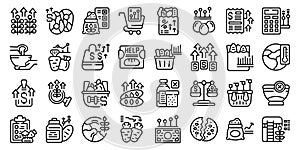 Food crisis icons set outline vector. Economy charity