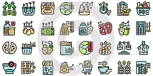 Food crisis icons set vector flat