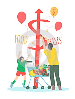 Food crisis, inflation, hunger, global humanitarian catastrophe. Vector illustration