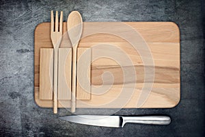 Food cutting board accompanied by a steel knife