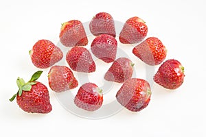 FOOD Delicious ripe strawberry Fragaria ananassa on white background