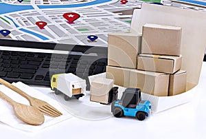 Food Delivery : Freight transportation or packages shipment in b