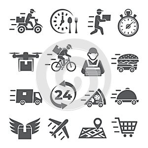 Food Delivery Icons on white background