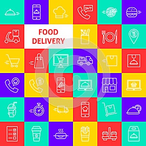 Food Delivery Line Icons