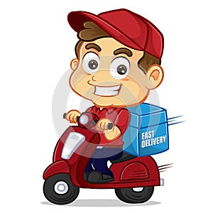 Food delivery man delivering food on scooter